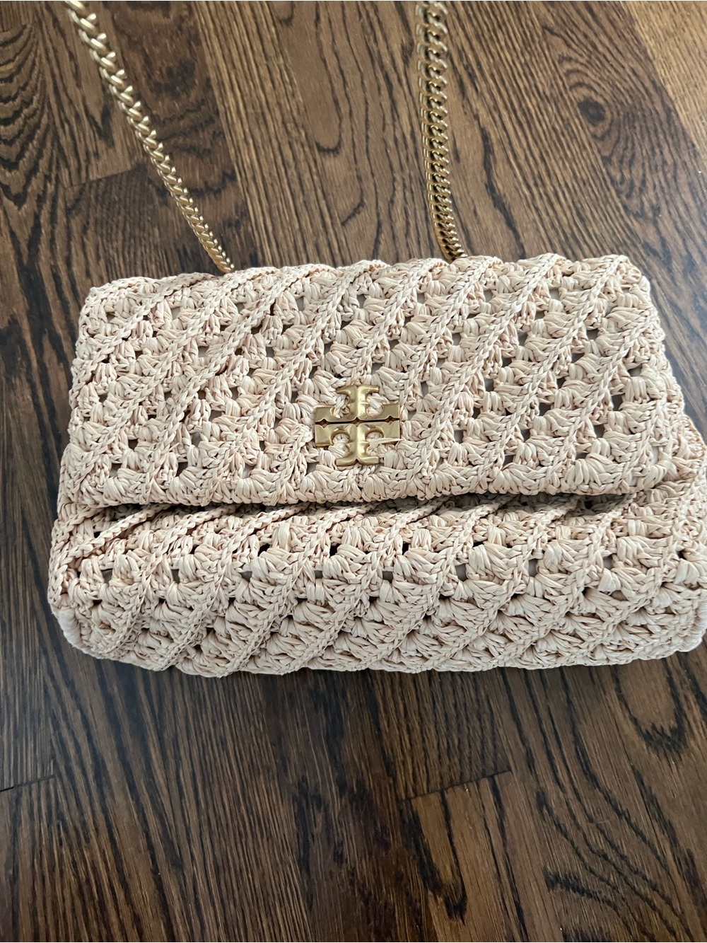 Tory Burch Beige Woven Raffia Shoulder Bag with Gold Chain - Picture 8 of 13